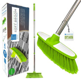 Green & White Soft Indoor Broom with 4 Piece Steel Handle - The Dustpan and Brush Store