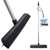 Rubber Broom Pet Hair Remover for Carpets & Hard Floors - Fixed Handle