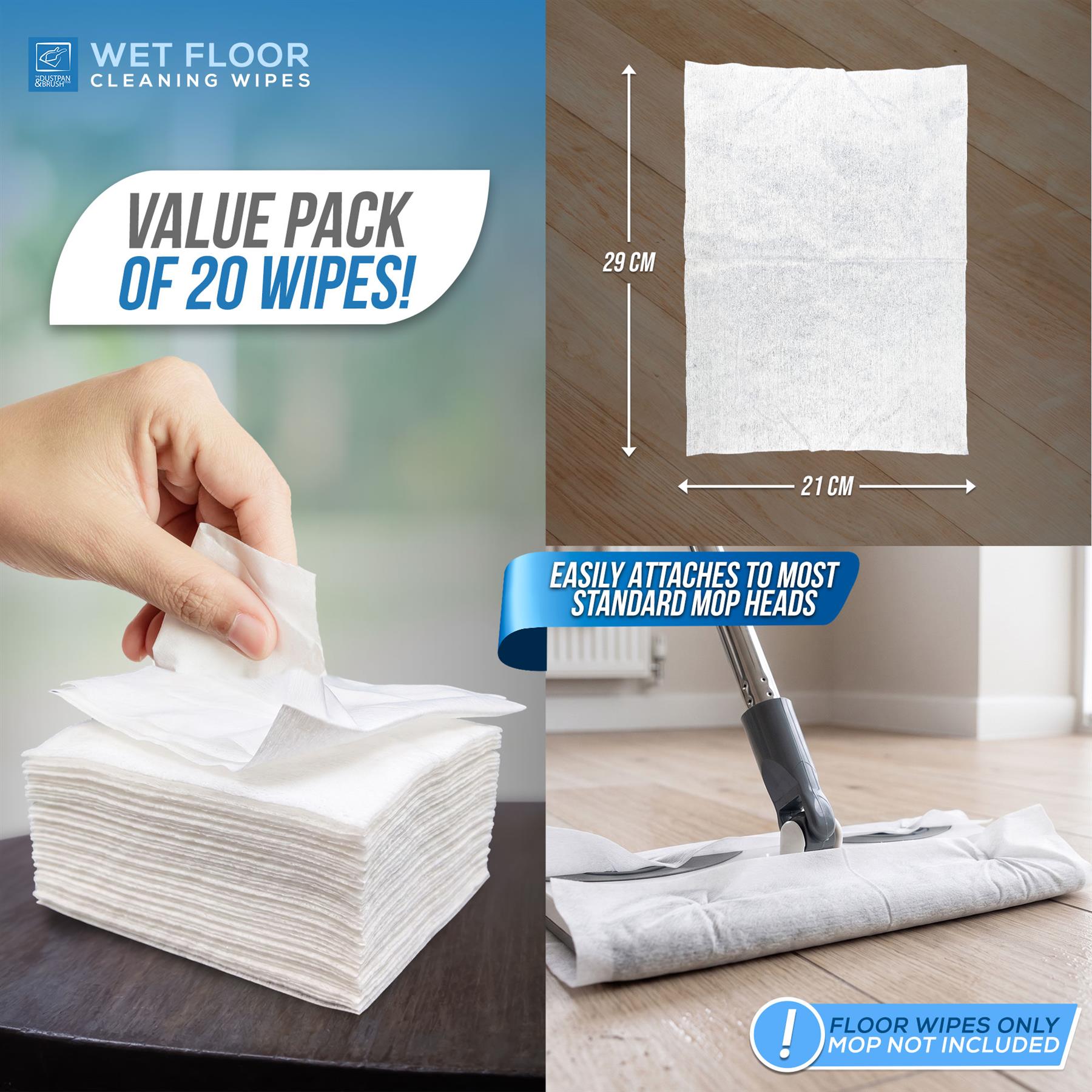Wet Floor Cleaning Wipes – Disposable Multi-Surface Wipes - The Dustpan and Brush Store