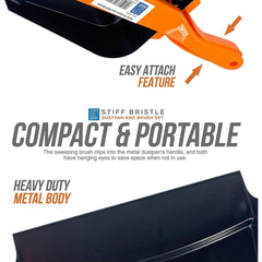 Metal Dustpan and Brush Set, Stiff PVC Brush. Strong Metal Dust Pan
