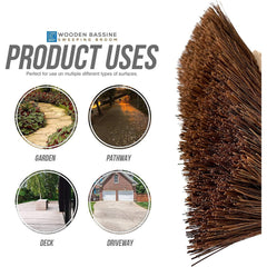 10" Stiff Bassine Broom and Wooden Handle