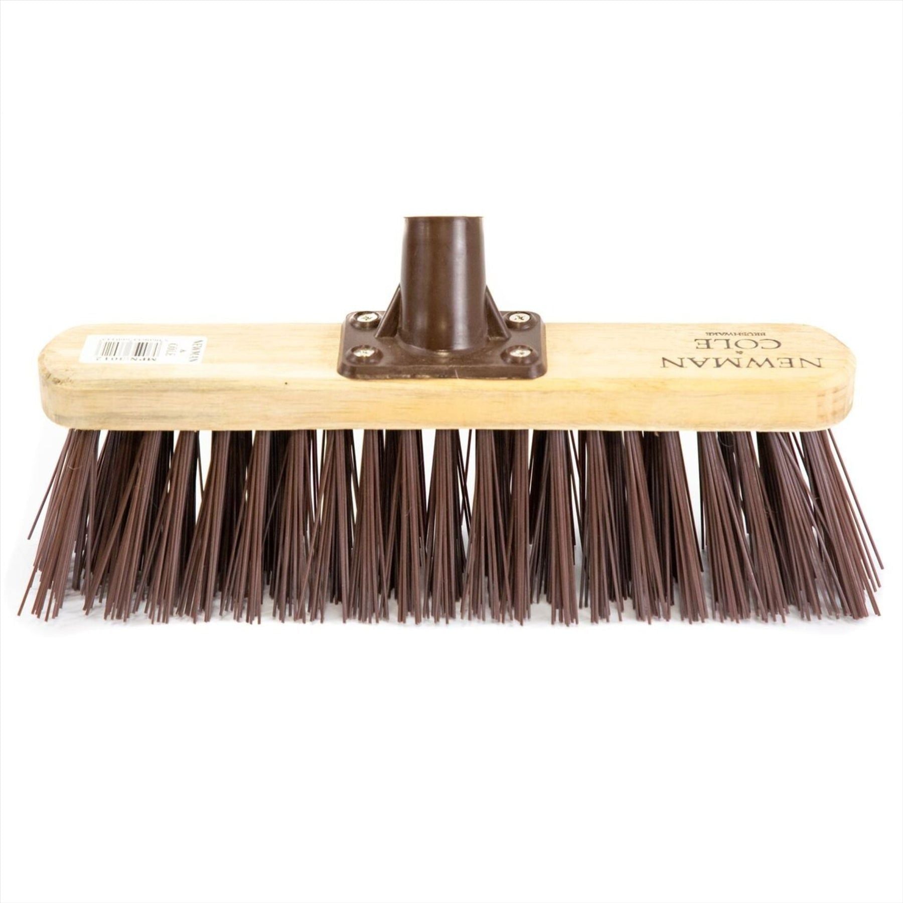 Newman and Cole 12" Stiff Synthetic Broom Head with Plastic Bracket Supplied with Handle - The Dustpan and Brush Store