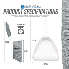 Deluxe Dustpan and Brush Set - Grey