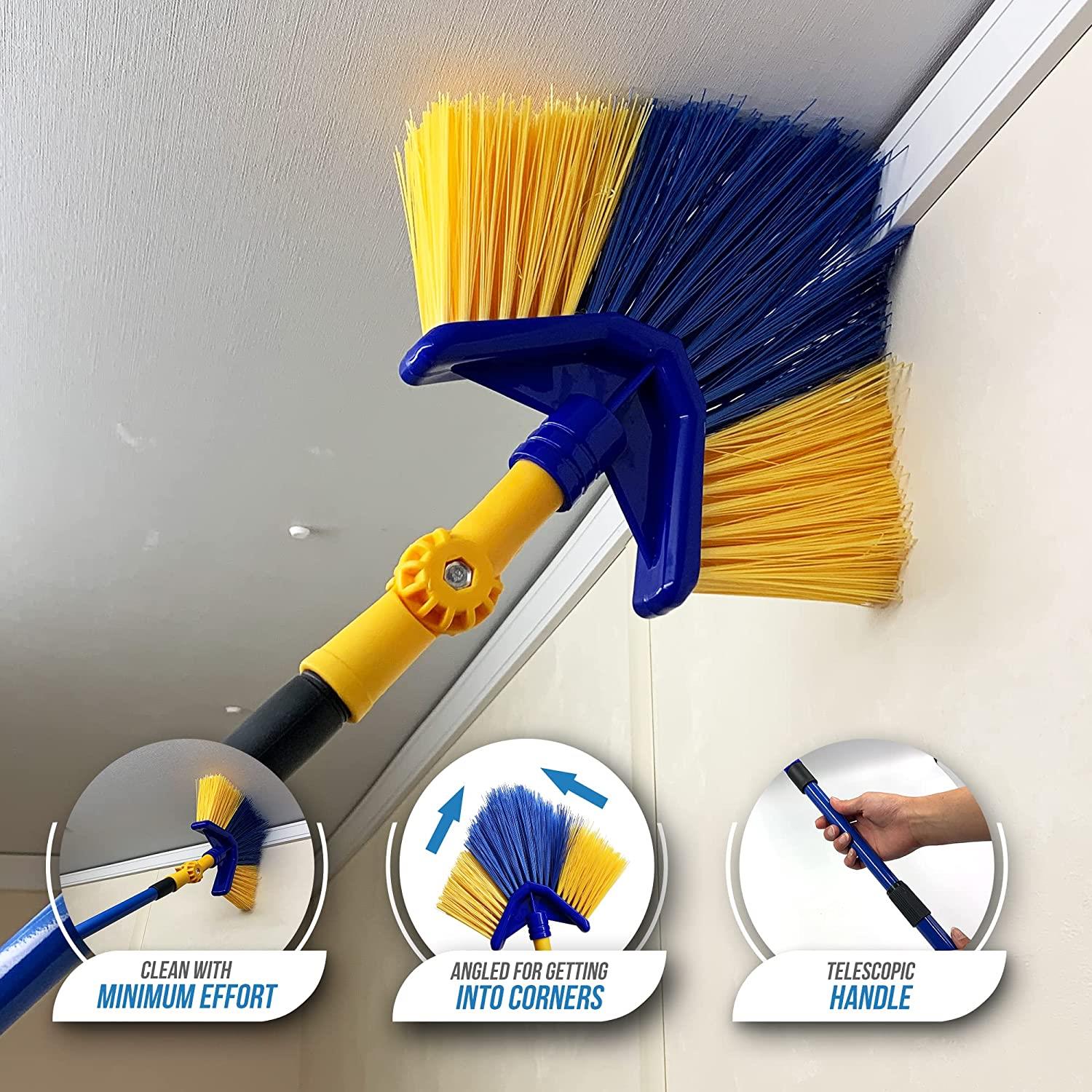 Angled Cobweb Brush with Extending Telescopic Long Handle - The Dustpan and Brush Store