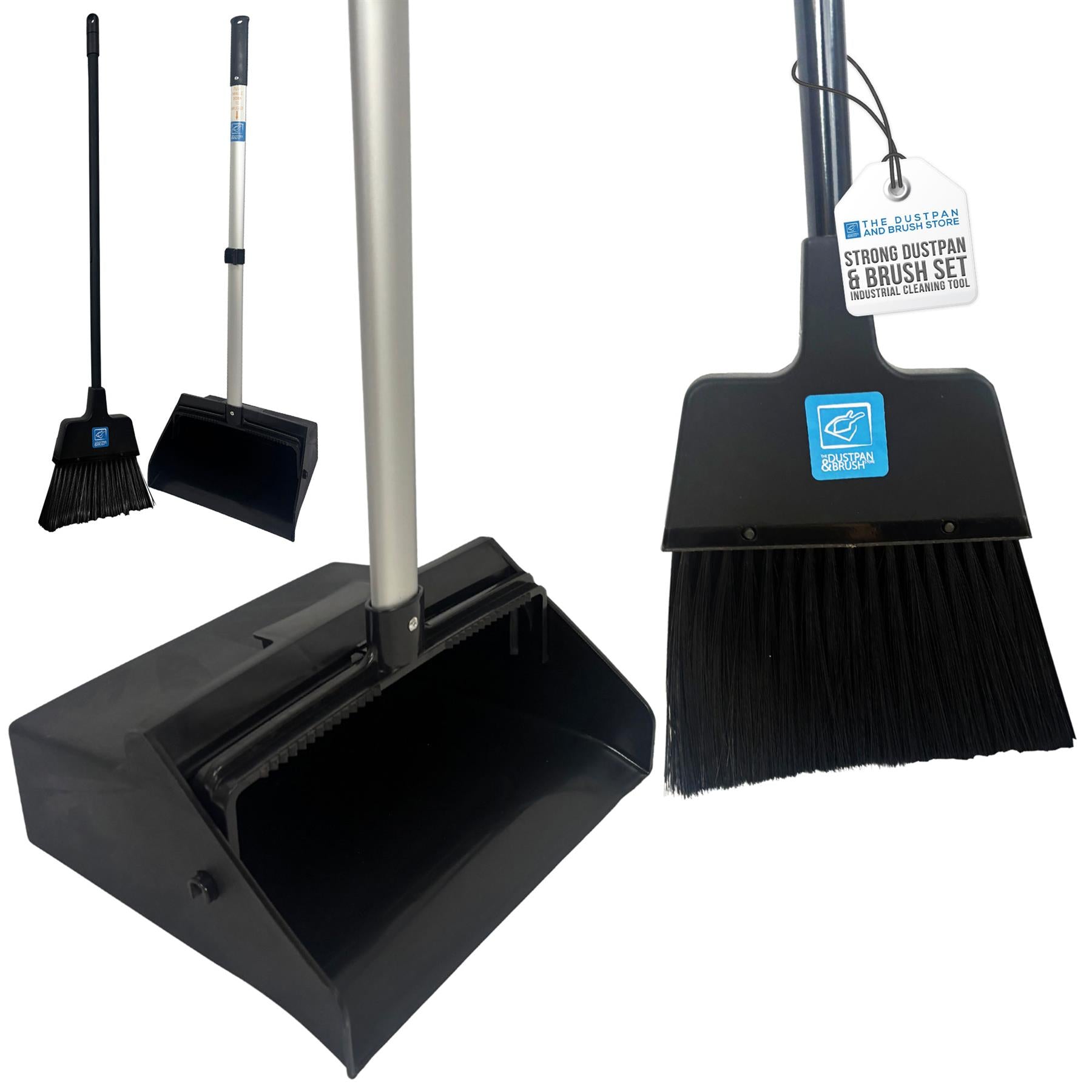 Heavy Duty Long Handled Dustpan and Brush Set on a white background