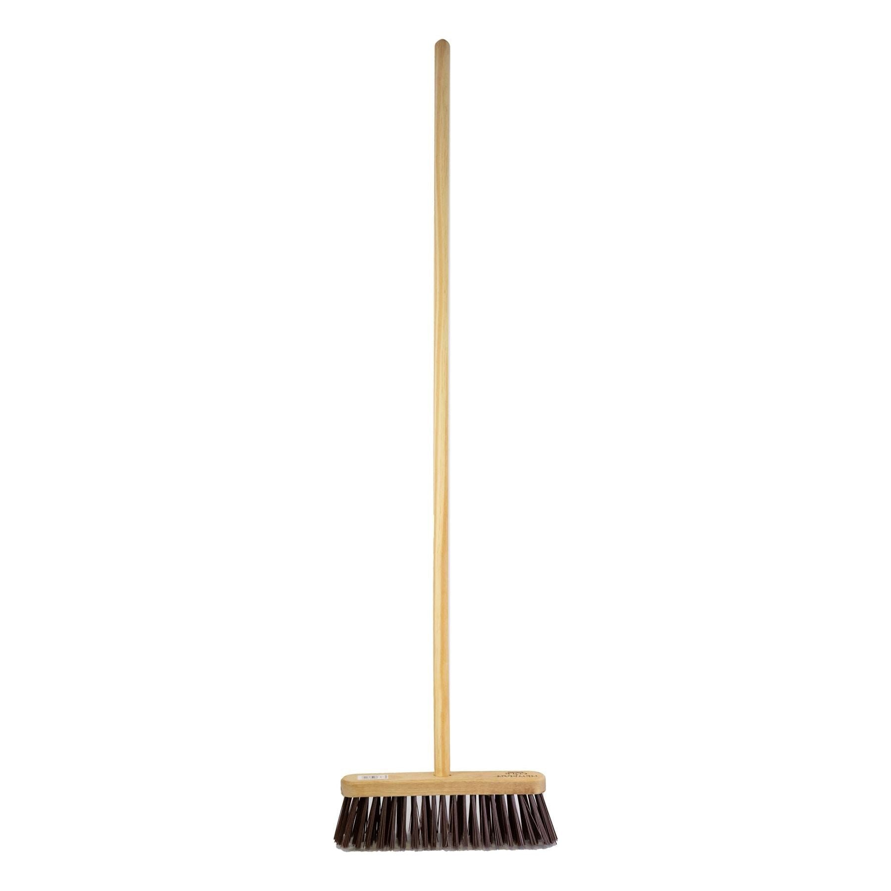 10" Newman and Cole Stiff PVC Broom Head with Hole and Wooden Handle - The Dustpan and Brush Store