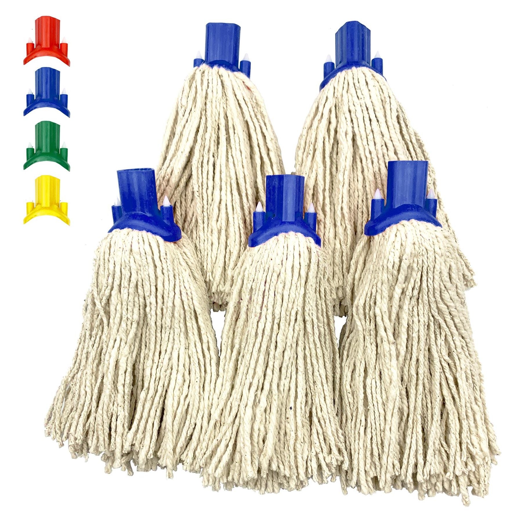 Colour Coded Blue Cotton Mop Head 12PY - Pack of 5 - The Dustpan and Brush Store
