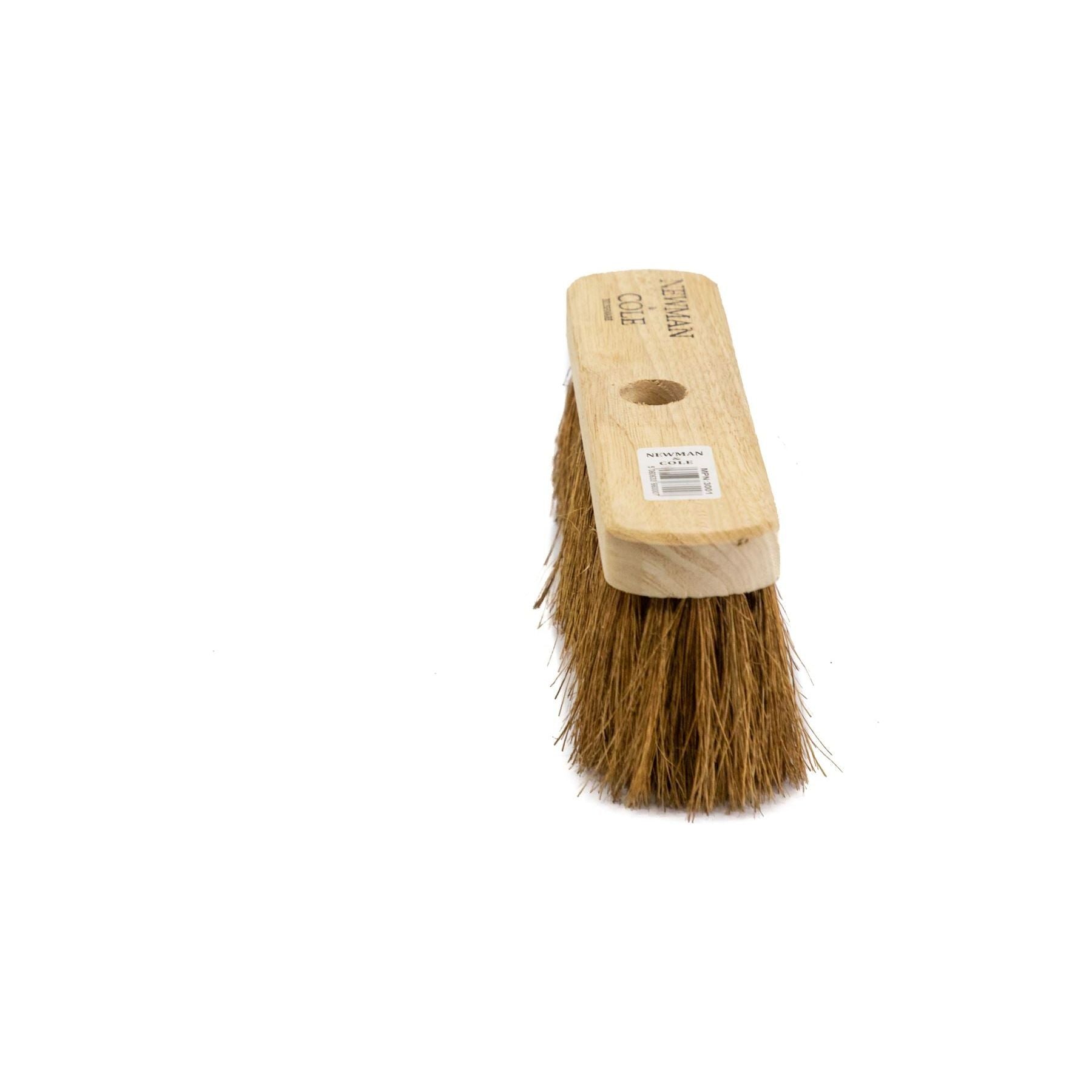 10" Newman and Cole Natural Soft Coco Broom Head with Hole and Wooden Handle - The Dustpan and Brush Store