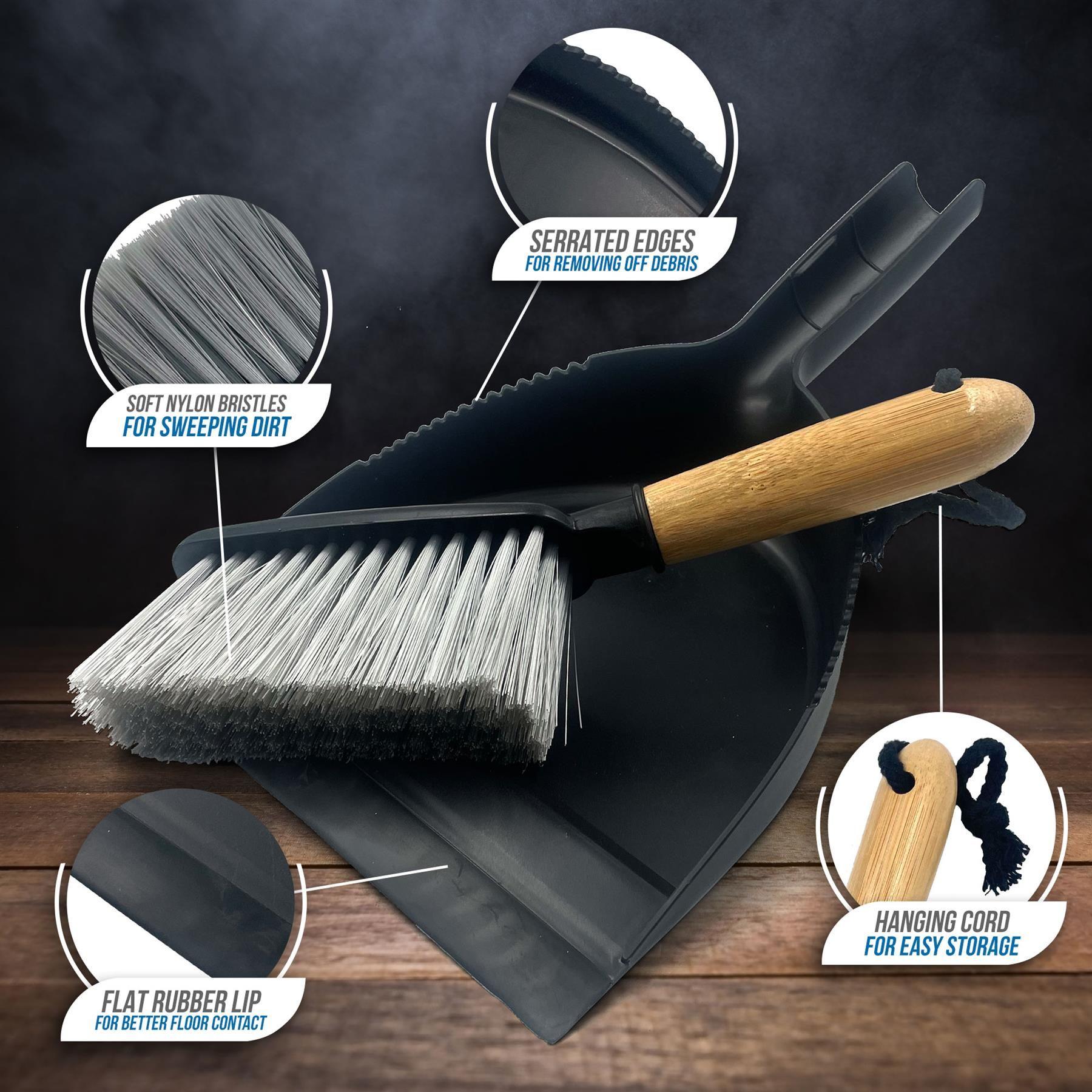 Black Dustpan and Bamboo Hand Brush Set - The Dustpan and Brush Store