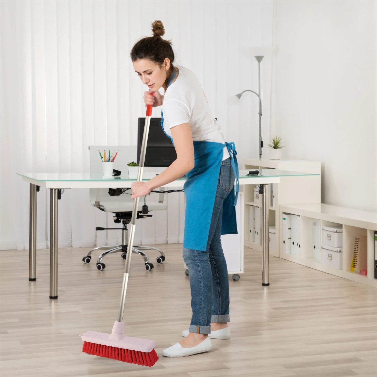 12" Soft Hygiene Broom with Aluminium Handle | Colour Coded - The Dustpan and Brush Store