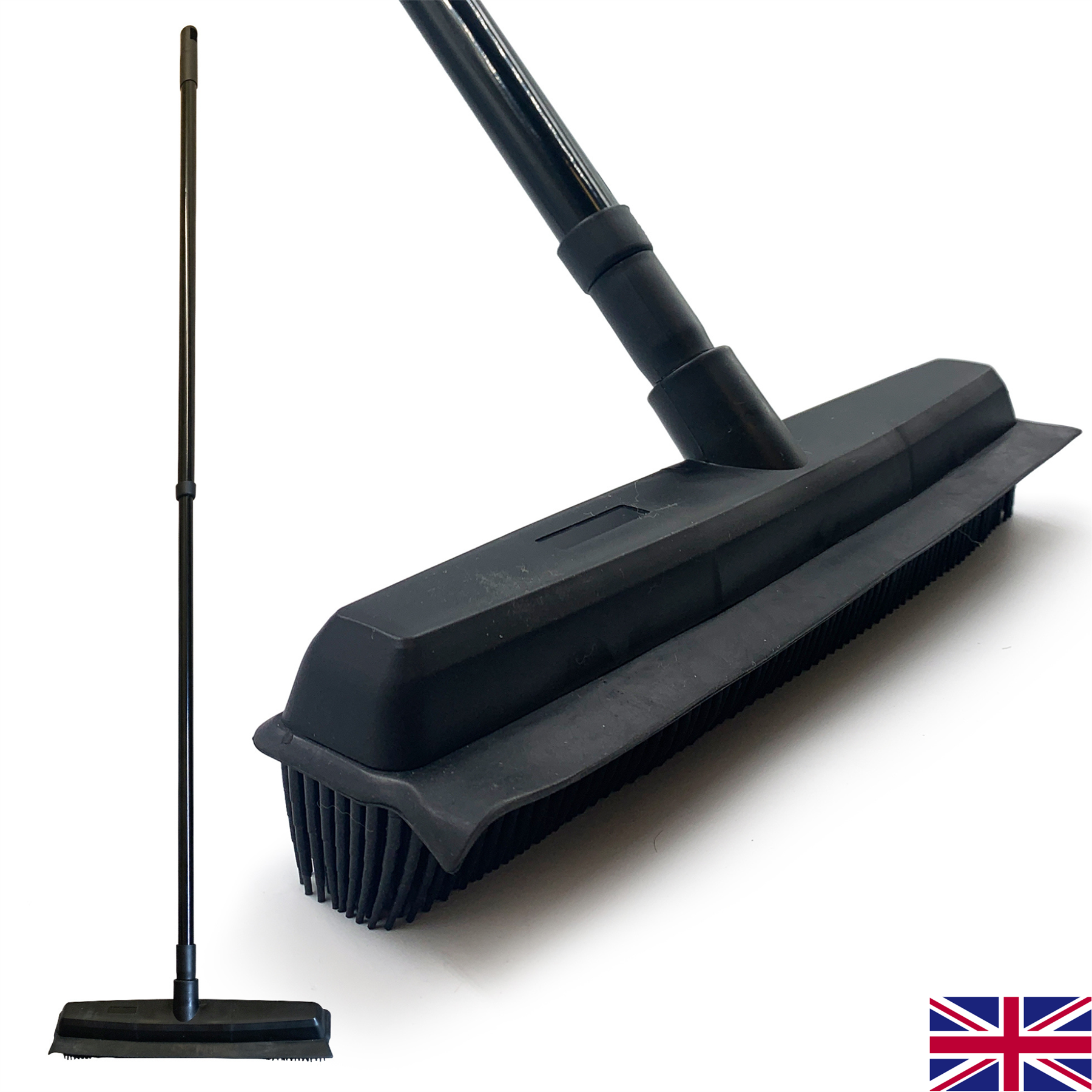 Rubber Broom Indoor Rubber Bristle Soft Sweeping Brush with Extending Handle - The Dustpan and Brush Store