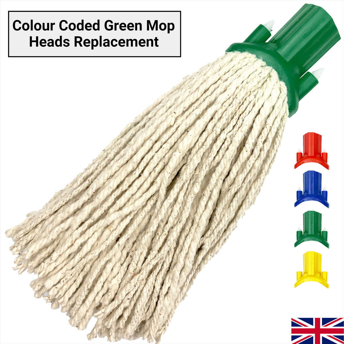 Colour Coded Green Cotton Mop Head 12PY