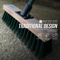 11" Green Stiff PVC Bristle Broom and Screw Fit Metal Handle