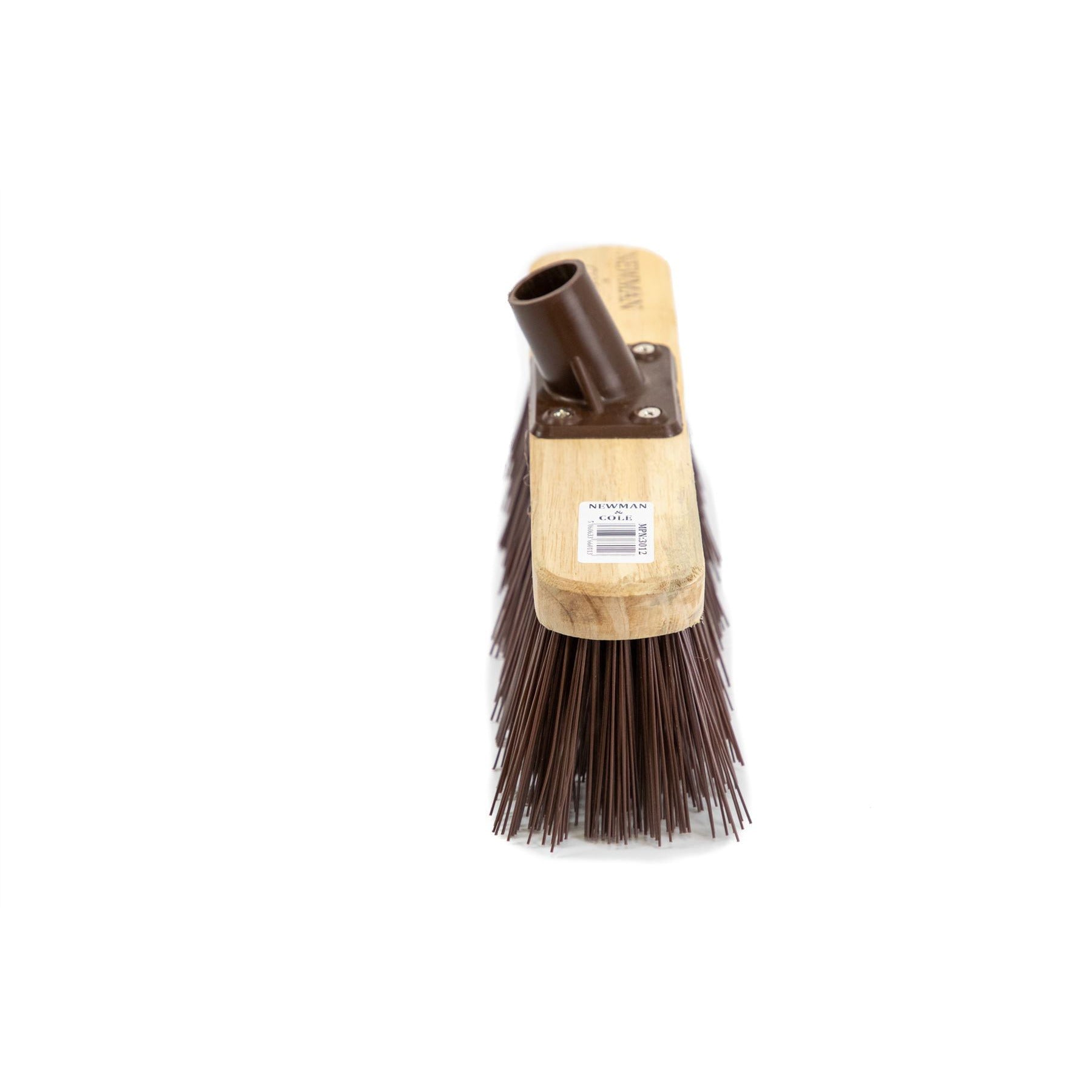 Newman and Cole 12" Stiff Synthetic Broom Head with Plastic Bracket Supplied with Handle - The Dustpan and Brush Store