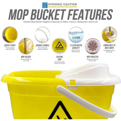 Colour Coded Yellow/White Caution Warning Mop Bucket