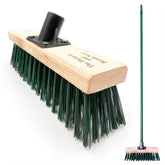 11" Green Stiff PVC Bristle Broom and Screw Fit Metal Handle