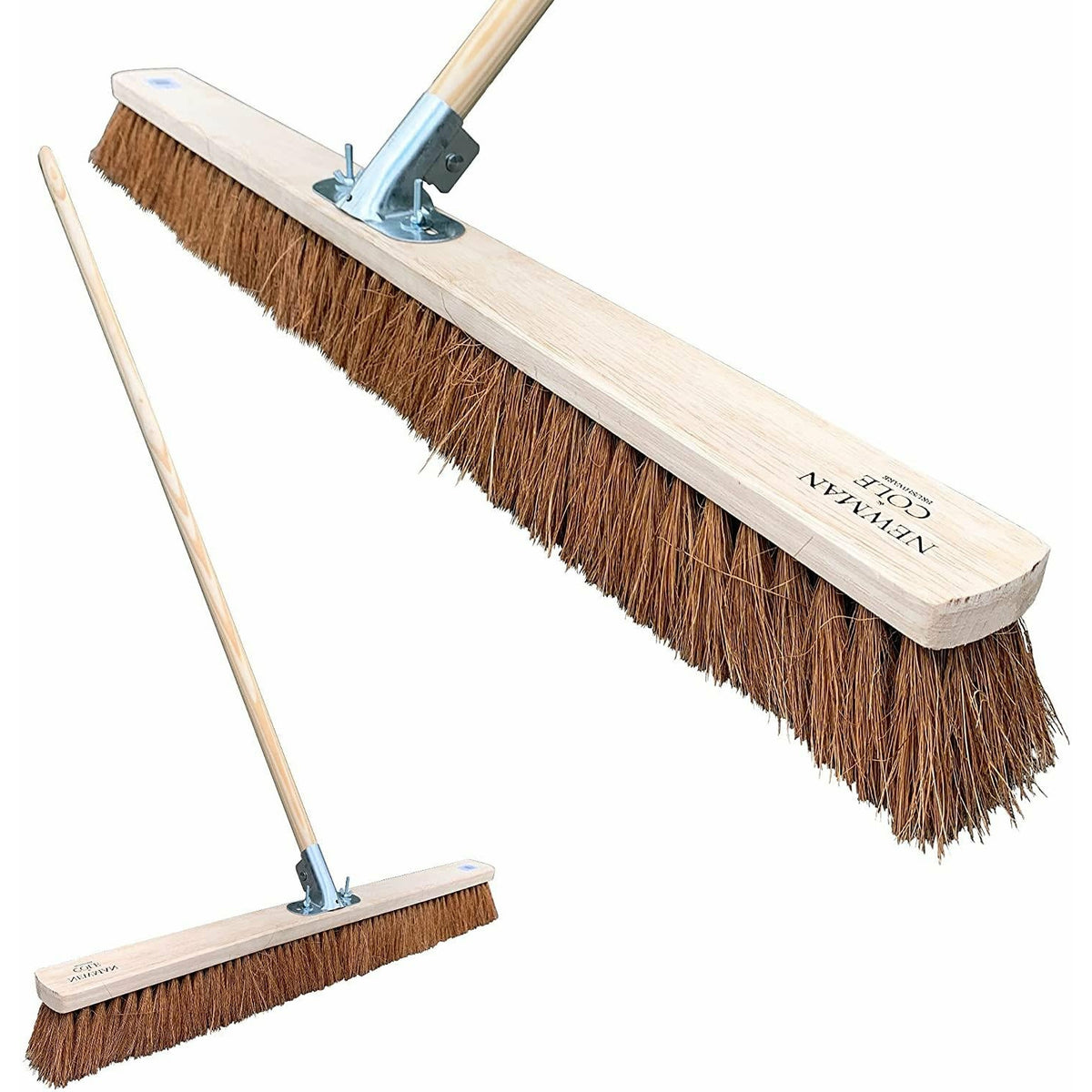 Newman and Cole 36" Large Soft Coco Broom with Metal Bracket and Handle
