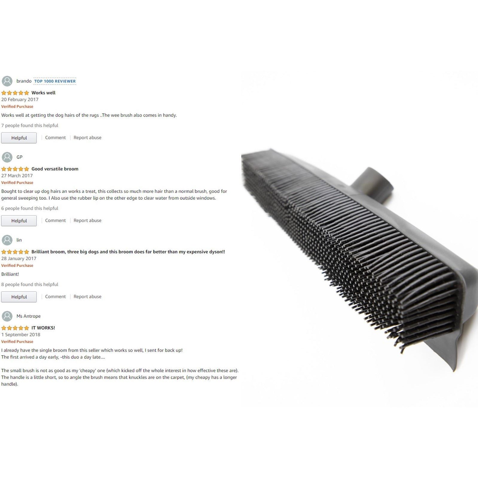 Rubber Bristle Broom Brush with Solid 1.2m Metal Handle Ideal for Dog & Cat Hair Removal - The Dustpan and Brush Store