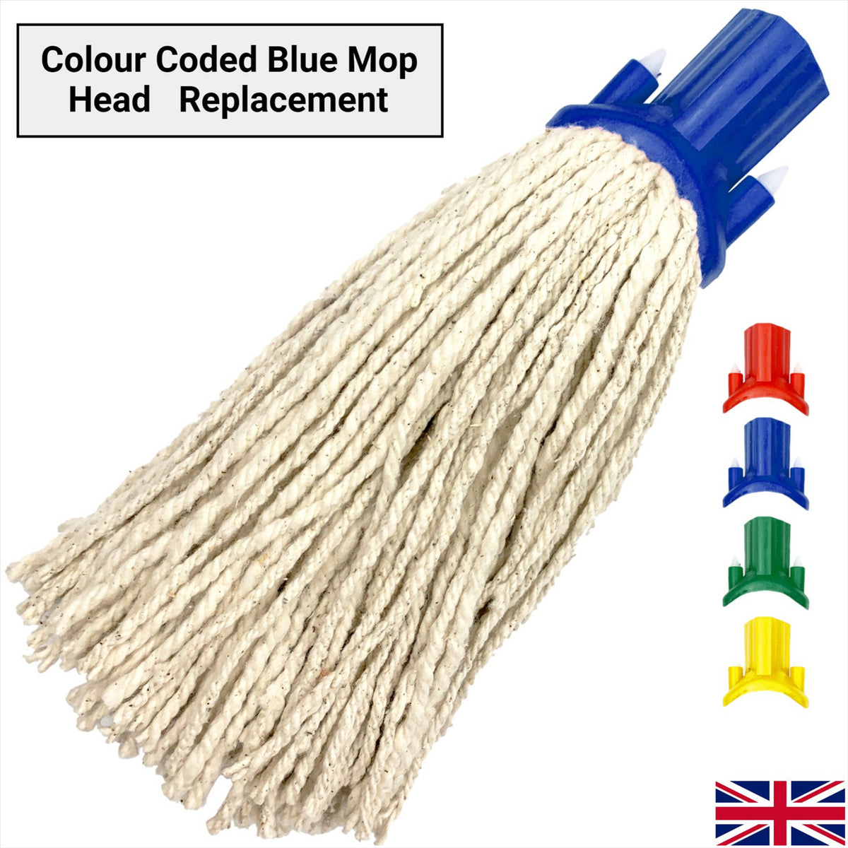 Colour Coded Blue Cotton Mop Head 12PY