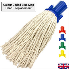 Colour Coded Blue Cotton Mop Head 12PY