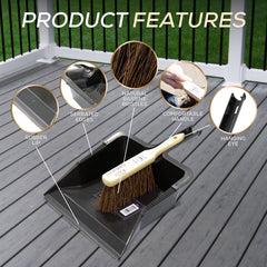 Newman and Cole Large Outdoor Garden Dustpan and Stiff Hand Brush Set - The Dustpan and Brush Store