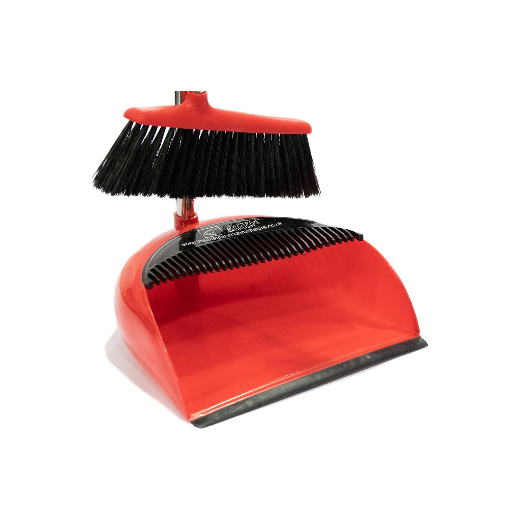 Long Multi Section Handle Dustpan and Brush Set - Red