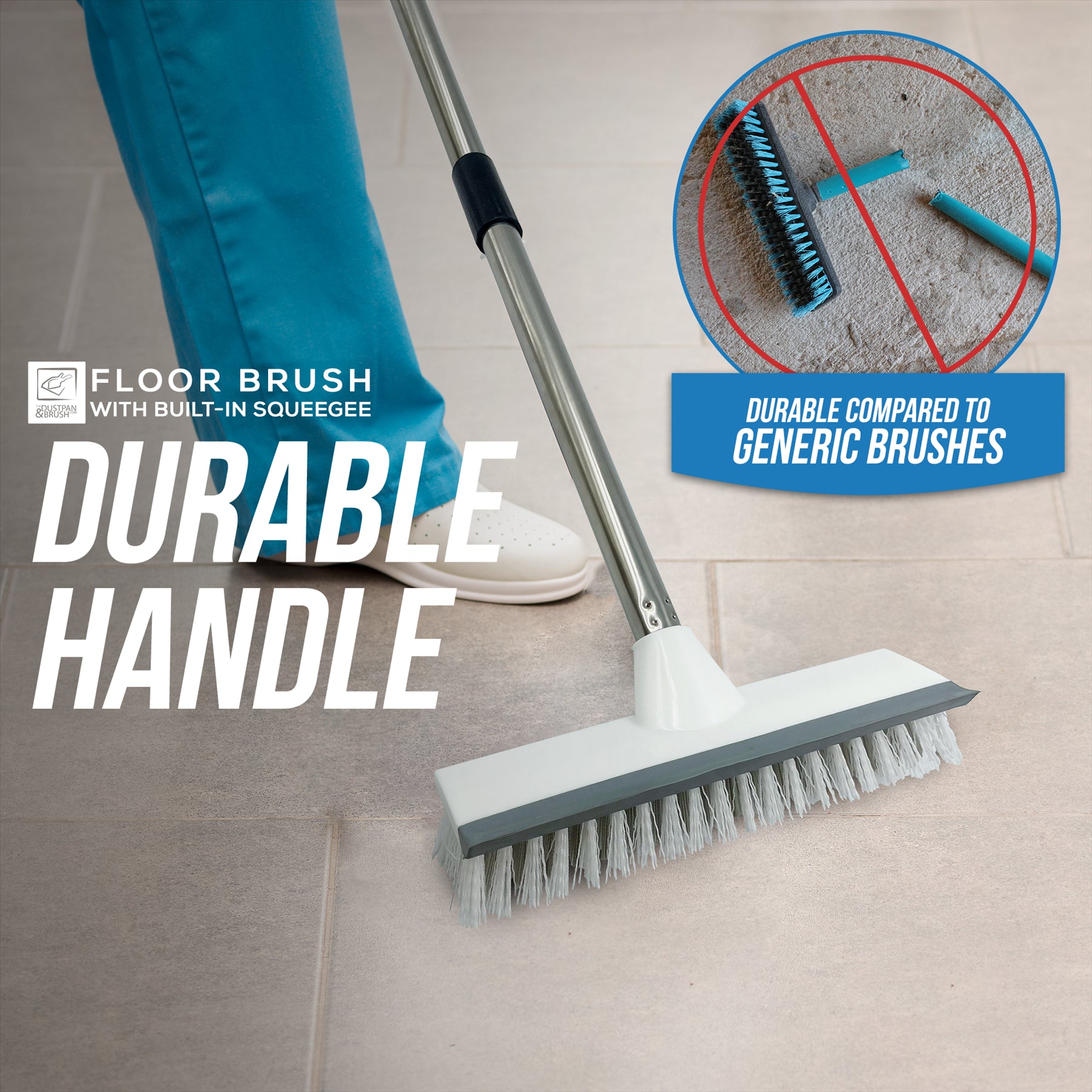 Deck Floor Scrubbing Brush with 4 Piece Handle