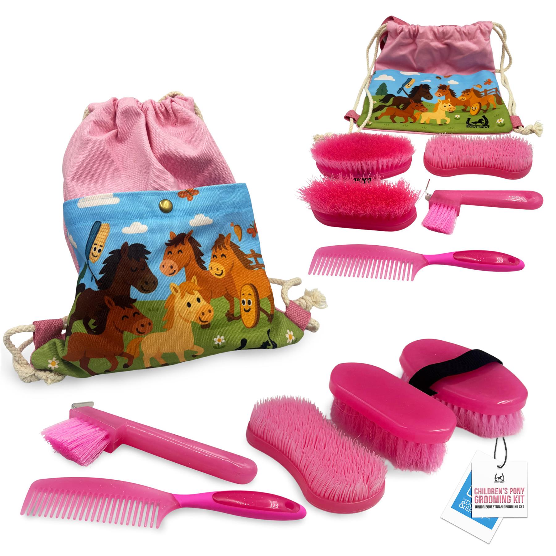 Equi-Neat Childrens Horse Grooming Kit Pink