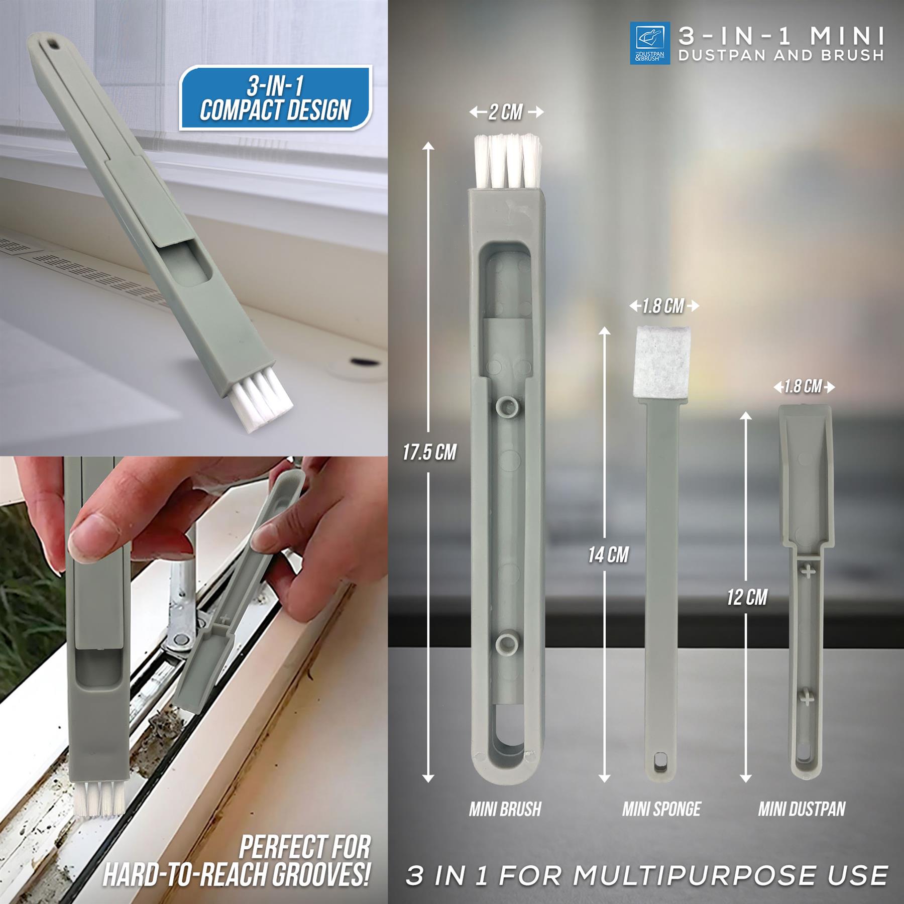 4 in 1 Micro Dustpan and Brush Set specifications and dimensions 