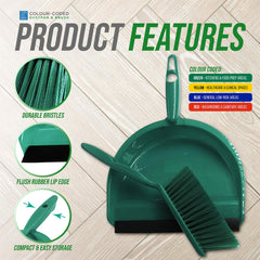 Colour Coded Green Dustpan Set - The Dustpan and Brush Store