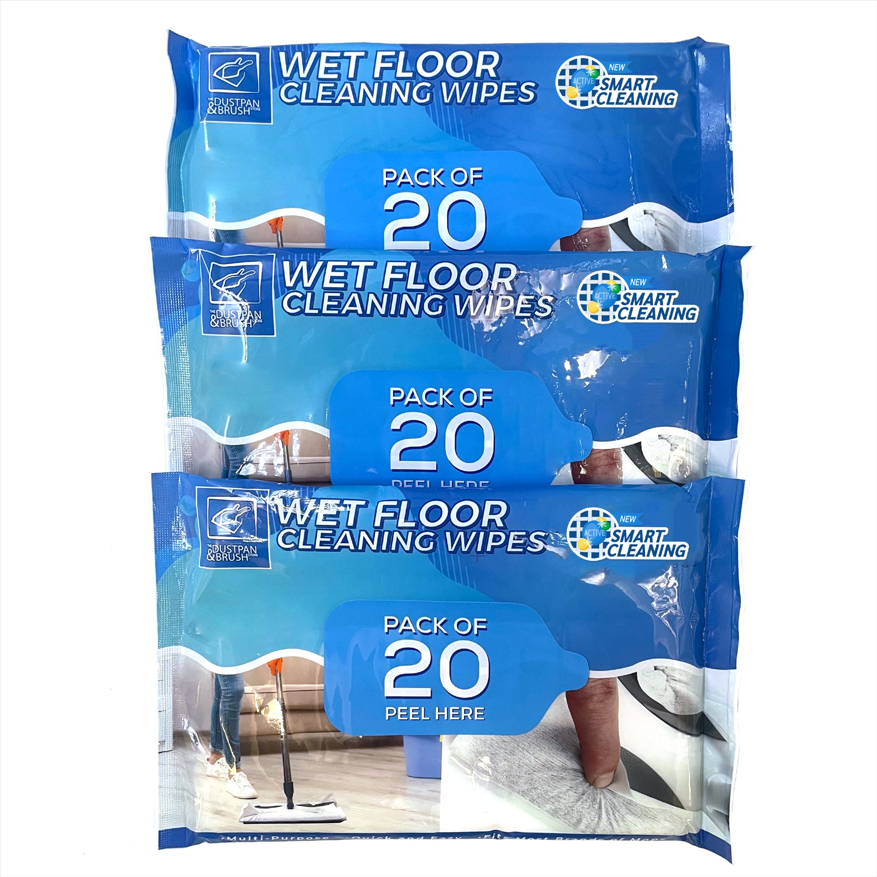 60 Wet Floor Cleaning Wipes - 3 Packs of 20