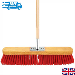 18" PVC Heavy Duty Yard Brush with Metal Bracket and Wooden Handle