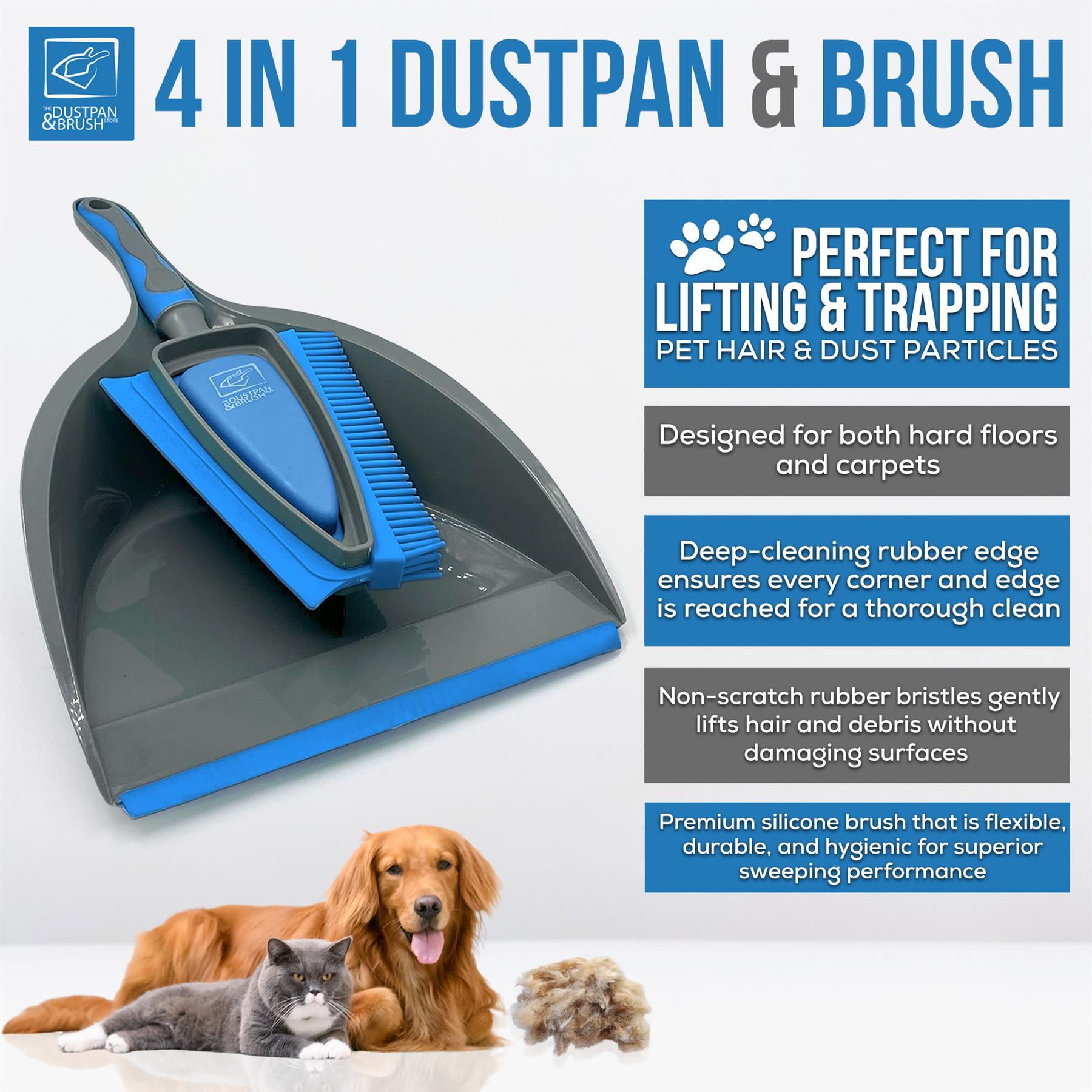 4 in 1 Rubber Dustpan and Brush Set