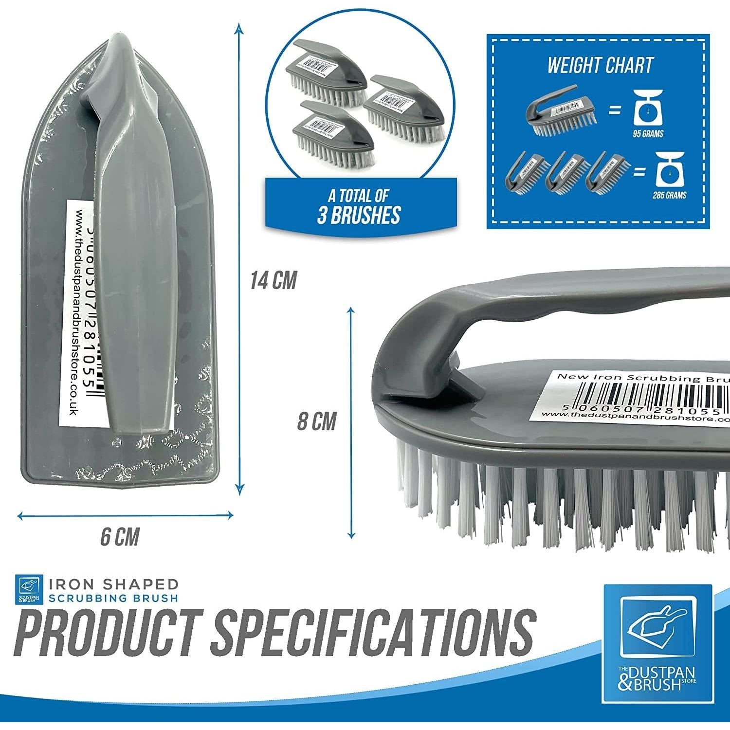 Iron Scrubbing Brush - Pack of 3