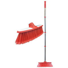 Red & White Indoor Broom with 4 Piece Stainless Steel Handle