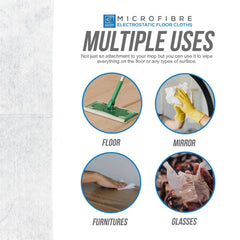 50 Dry Floor Mop Refill Cloths uses - floors, mirrors, furniture's and glasses 