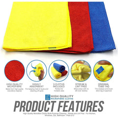Large Soft Absorbent Microfibre Cloths - Pack of 3