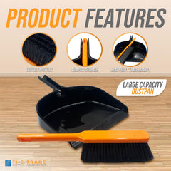 TRADE Jumbo Dustpan and Large Brush Set – Heavy Duty Builders Cleaning Set