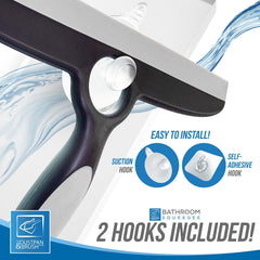 Deluxe Smooth Grey Shower Squeegee with Wall Hooks - The Dustpan and Brush Store