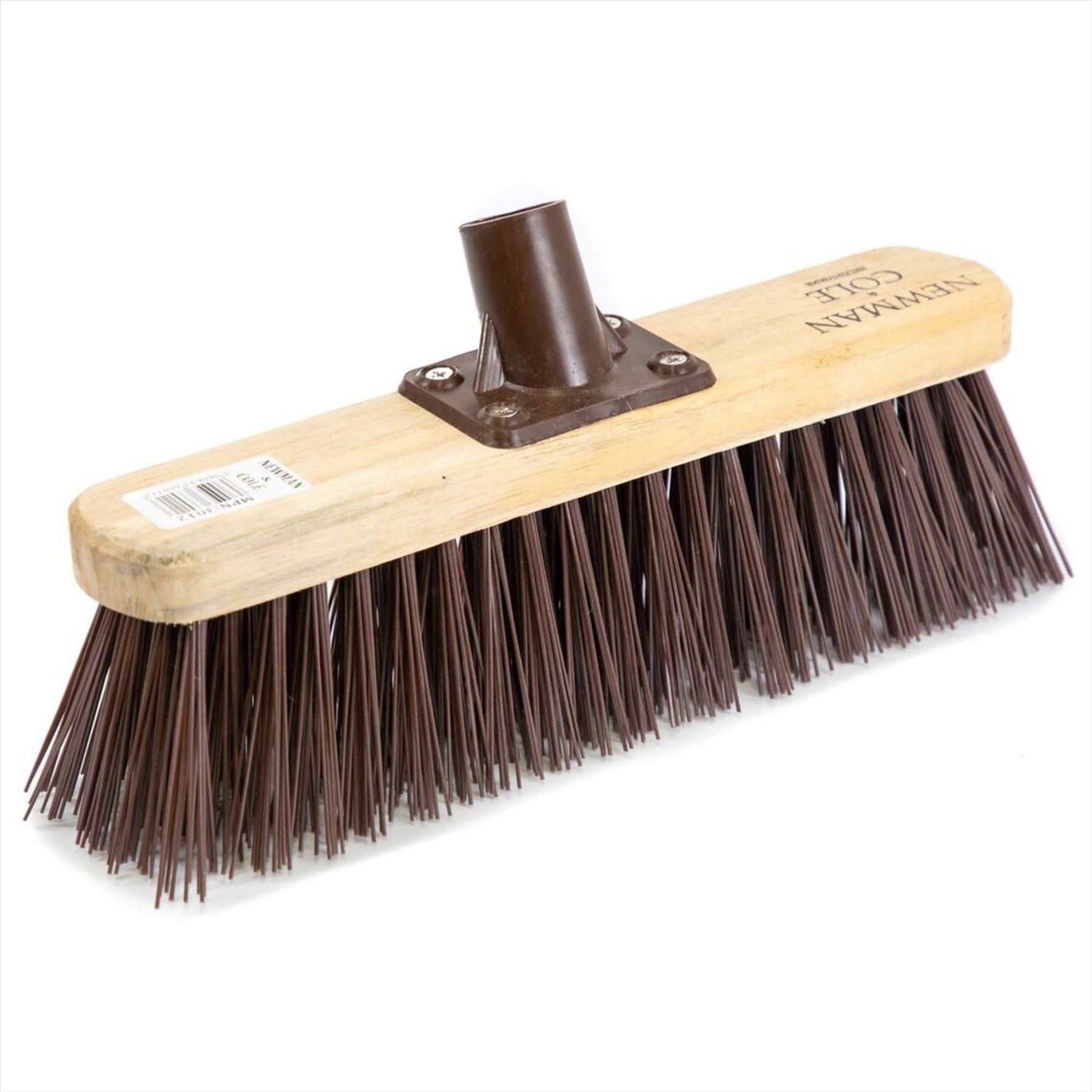 Newman and Cole 12" Stiff Synthetic Broom Head with Plastic Bracket Supplied with Handle