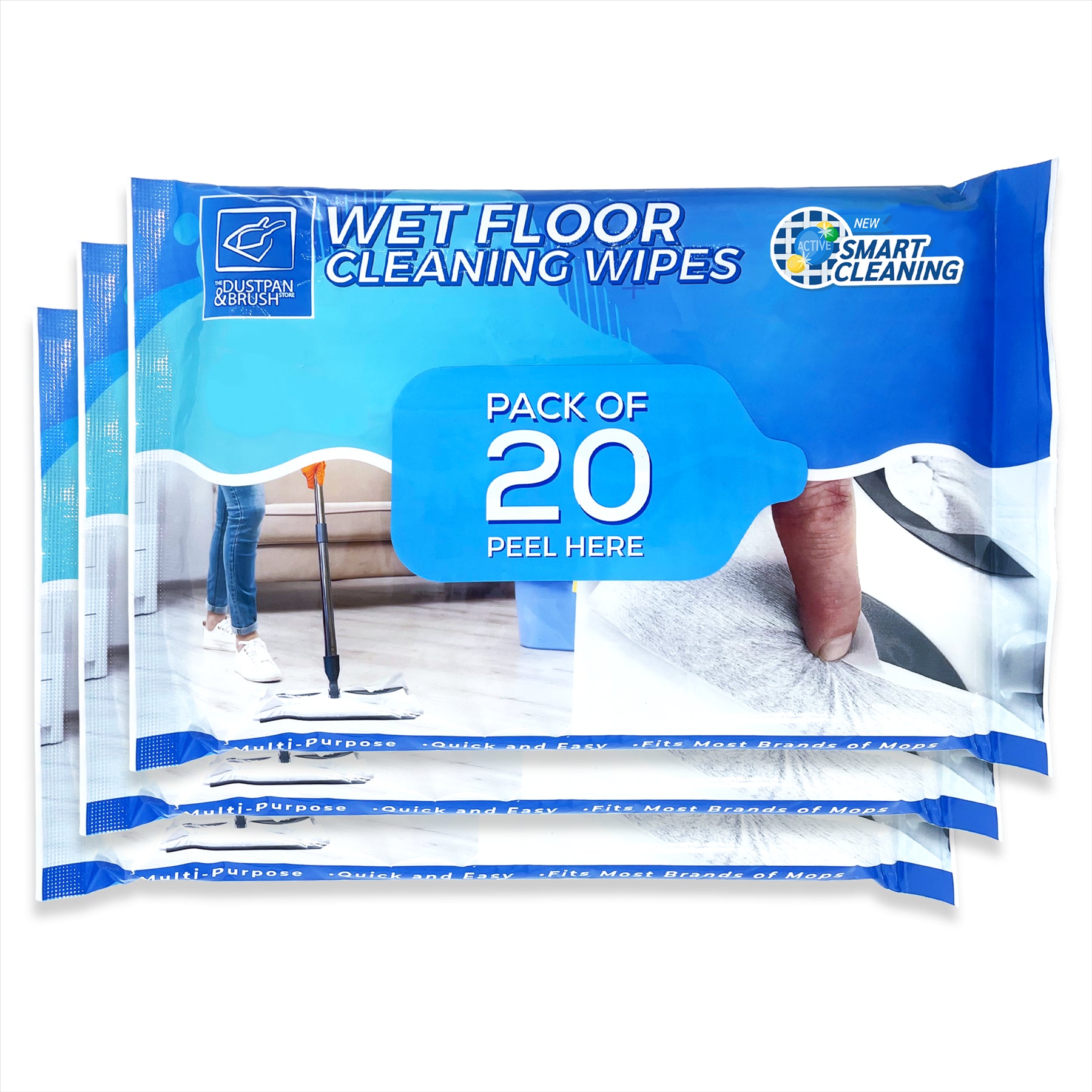 60 Wet Floor Cleaning Wipes - 3 Packs of 20