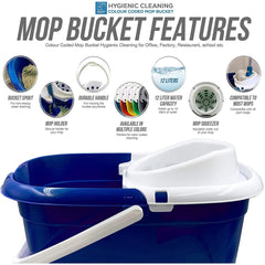 12L Blue Plastic Mop Bucket and Wringer