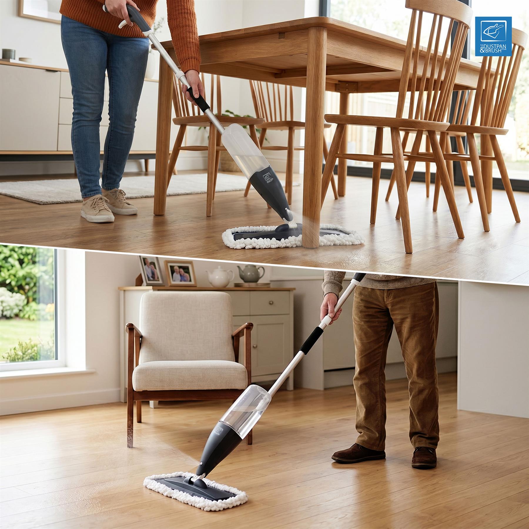 Spray Mop with Washable Microfibre Heads | No Bucket Mop