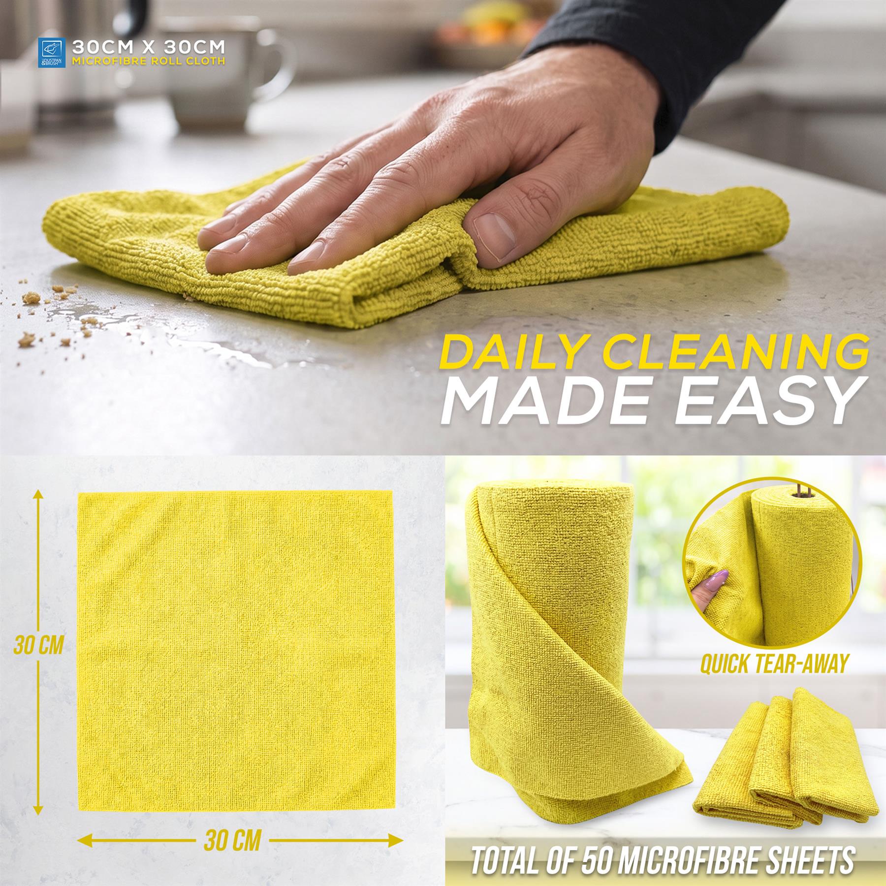 Microfibre Roll Cloth 50 Sheets | Tear Away Cleaning Cloths