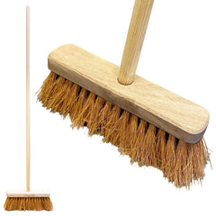 A 10" Soft Coco Broom with natural Coco bristles, shown from two angles on a plain white background.