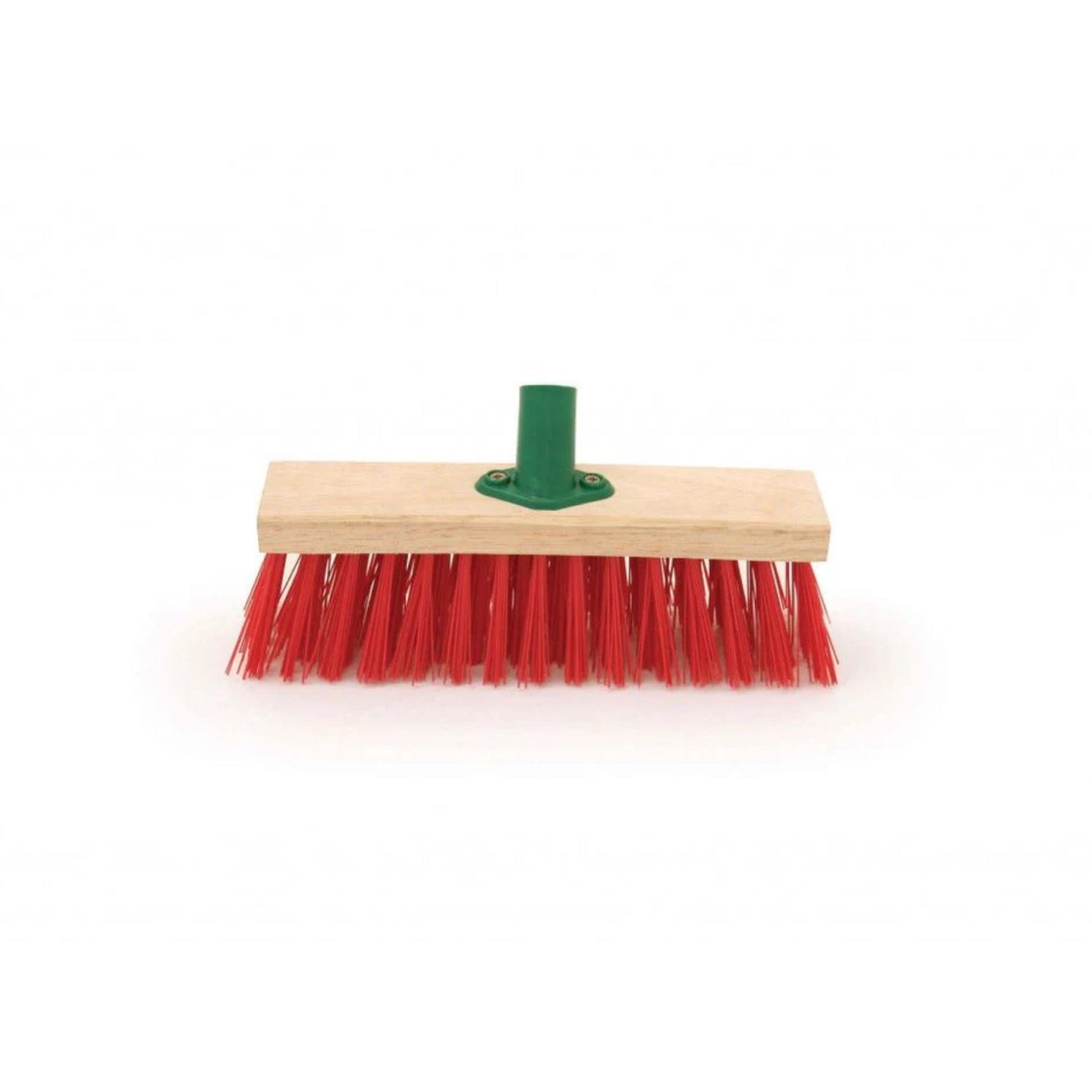 11.5" Stiff Red PVC Broom Head with Bracket on a plain white background.