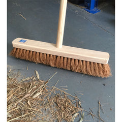 18" Soft Natural Coco Broom Head with Strong Wooden Brush Handle