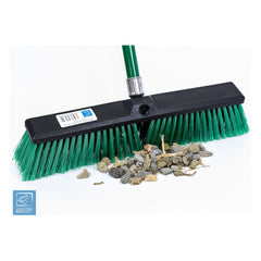 18" Stiff Outdoor Yard Broom with Metal Handle