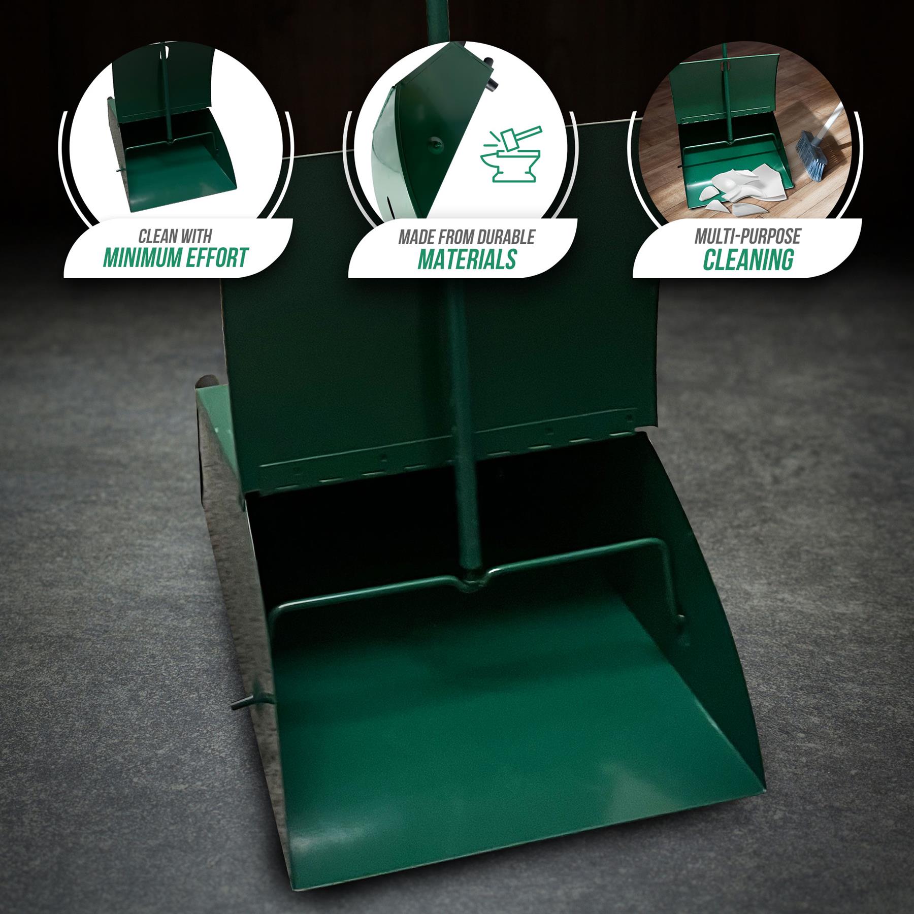Long Handled Metal Dustpan | Industrial Lobby Dust Pan - The Dustpan and Brush Store