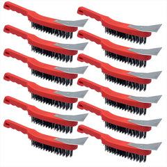 Red Wire Brush with Scraper - Pack of 12